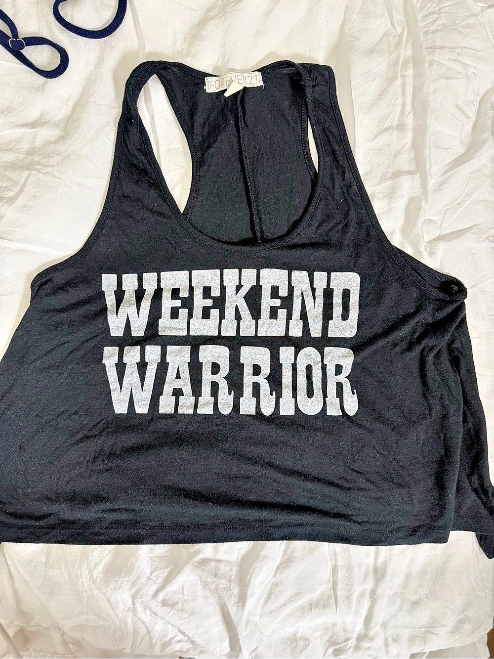 Forever 21 Graphic Weekend Warrior crop Top in Black & White Size Medium